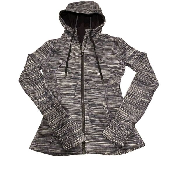 Lululemon Women’s‎ 6 Hoodie Define Jacket Heathered Black White Full Zip Sporty - Picture 2 of 16